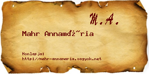 Mahr Annamária névjegykártya